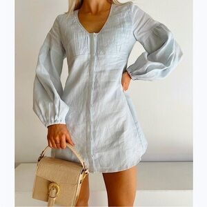 Sancia The Tamris Dress Light Blue 100% European Flax Linen Medium